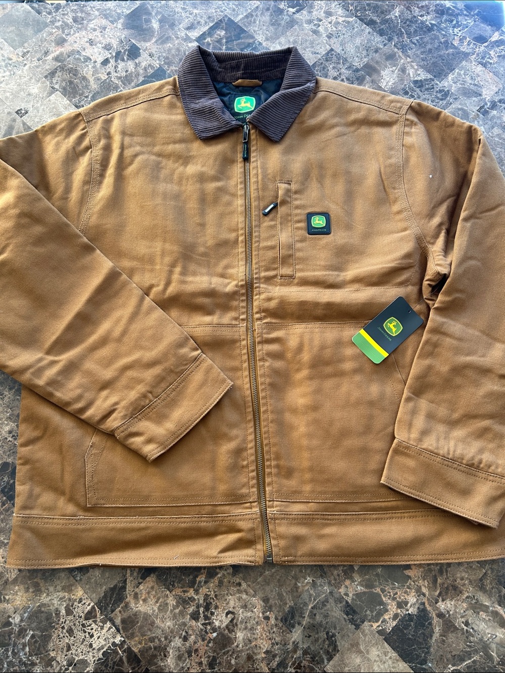 NWT 🆕 John Deere Men’s Brown Duck Canvas Work Jacket with Corduroy Collar